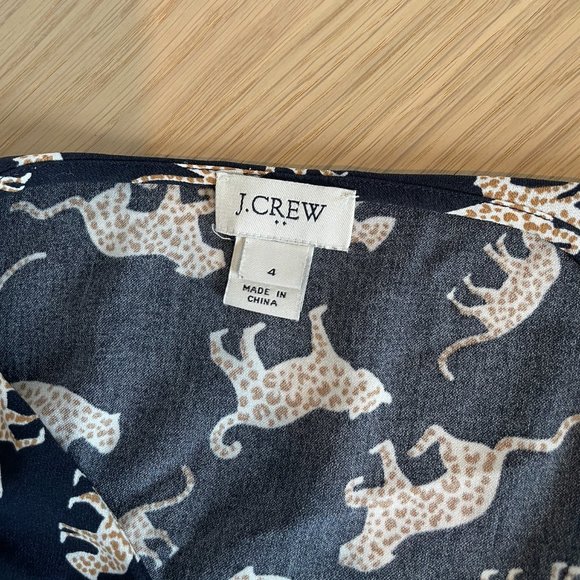 J Crew Navy Leopard Tie Wrap Dress - Picture 4 of 5